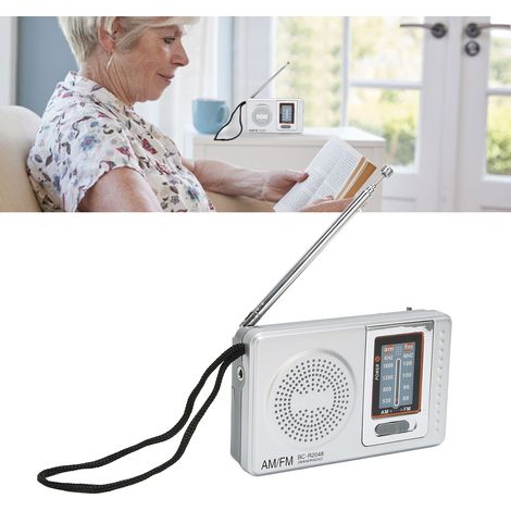 Mini radio portable AM/FM multifonctionnelle, gris argenté (1/5)