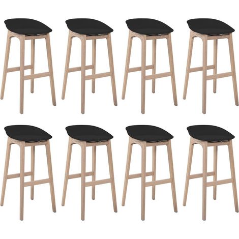 Lot de chaises d'îlot et bar en chêne et assise plastique H65cm