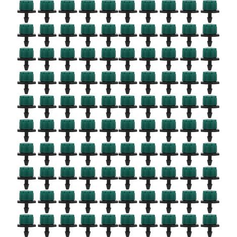 Arroseur d'irrigation 360° réglable 100 pièces, émetteur goutte-à-goutte 1/4 pouce pour système d'arrosage vert. (1/5)