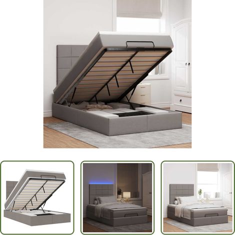 Matratze - Ottoman-Bett mit Matratze & LEDs Taupe 120x200 cm Stoff (1/5)