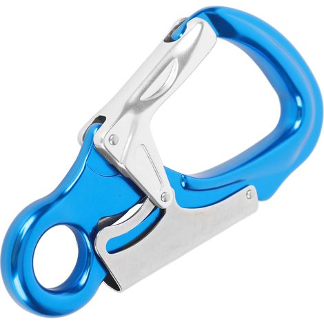 35 kN Kletterkarabiner, ultrastarke D-förmige Karabiner zum Klettern, Abseilen und Bergsteigen, saphirblau und silber. (1/4)
