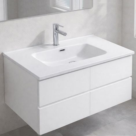 Lavabo da appoggio 1 vasca in ceramica bianco lucido 91x46,5– Modello LAV9090S