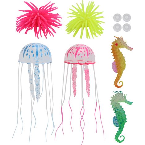 Lot de 6 décorations lumineuses artificielles pour aquarium d'eau douce et d'eau de mer. (1/5)