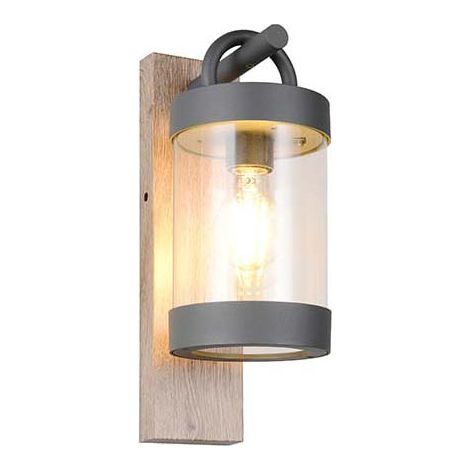 Applique exterieure sambesi 1x e27 ip44 detecteur crepusculaire imitation bois aluminium (1/5)