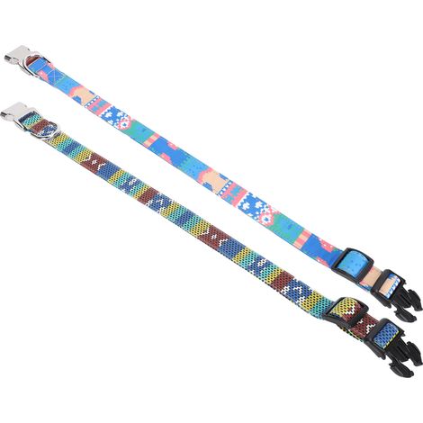 Collier bohème pour animaux de compagnie, ajustable, pour chien ou chat, avec boucle à ouverture rapide et gravure offerte (Bleu fraise tacheté, taille S) (1/5)
