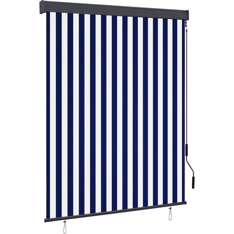 Tenda a Rullo per Esterni 140 x 250 cm con manovella in Tessuto vari colori colore : Blu e Bianca (1/5)