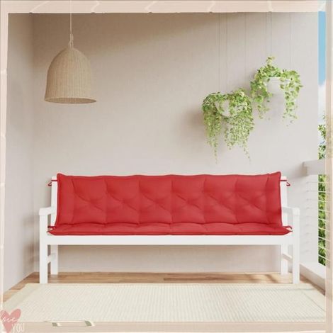 361741 Coussins de banc jardin lot de 2 rouge 200x50x7 cm tissu Oxford (1/5)