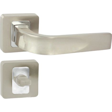 DOMINO Poignée de porte MILO QR M6/M9 WC Poignée avec rosace WC Chrome/nickel brillant (1/5)