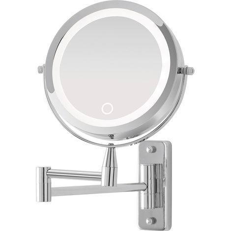 Specchio per trucco con luce LED e braccio orientabile in acciaio cromo (1/5)