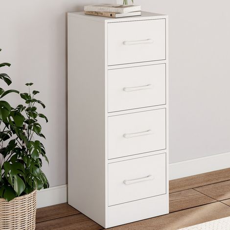 Mueble auxiliar de 4 cajones UPPAH Chiffonier de 30 cm, mueble de madera blanco