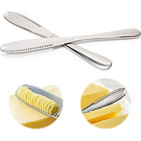 Sichuan Couteau à beurre 2 pièces,couteau à crème en acier inoxydable,utilisé pour tartiner la confiture pour le petit déjeuner,rape à fromage multifonctionnelle,couper les légumes et les fruits (1/4)