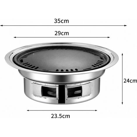 Barbecue Coreen Inox Sans Fumee Rond 35 x 24 cm - Four a Charbon pour 3 a 5 Personnes (1/4)