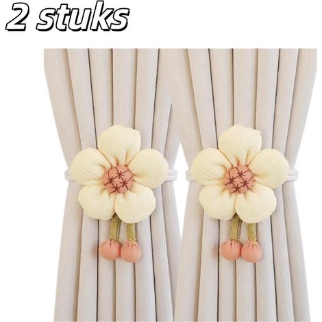 Lot de 2 embrasses pour rideaux - Enrouleurs de rideaux - Style minimaliste - Cordons réglables - Bandes pour enrouleurs de rideaux - Boucles décoratives - Convient pour enrouler les rideaux - Jaune (1/5)