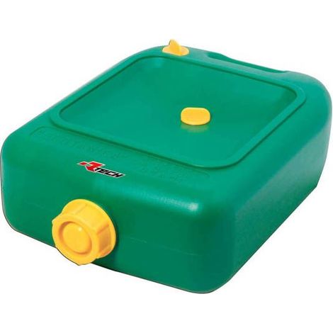 Contenitore per olio motore usato Racetech (rtech) 2025/12, 6 litri, colore verde.