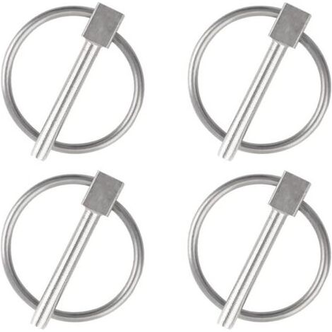 Goupille de sécurité, 4PCS Dia 4mm Acier inoxydable Goupille de sécurité ronde Goupille de verrouillage de remorque Goupille de fixation de Lynch pour piste Ferme Pelouse (1/5)