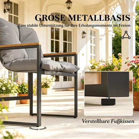 Ensemble mobilier jardin 3 pièces, table basse et chaises lounge extérieur, salon de détente minimaliste avec 1 table et 2 fauteuils, set patio élégant. (1/5)