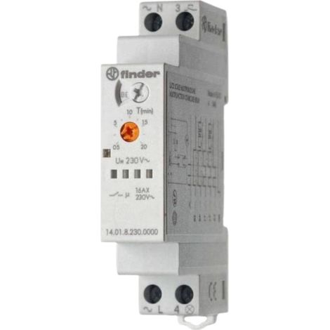 finder 14.01.8.230.0000 serie 14relè luce scala 4 funzioni din 220v multifunzione