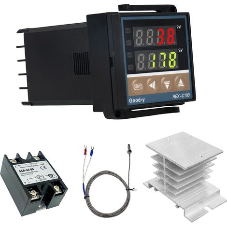 REX-C100 Digitaler Temperaturregler, 0℃1300℃ PID-Alarm-Temperaturregler, digitaler Smart-Thermostat-Relais-SSR-Ausgang, Typ-K-Thermoelement (1/5)