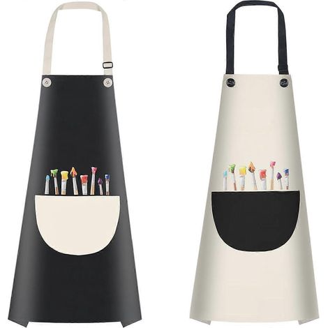 Lot de 2 tabliers d'art pour enfants, tablier de peinture ajustable pour tout-petits avec poches (1/4)