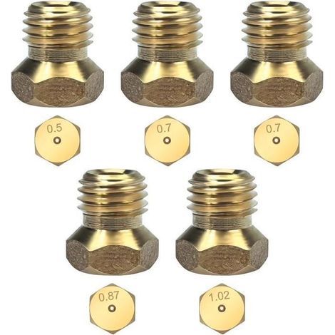Gicleurs gaz butane universels - Lot de 5 pièces - Pour plaque de cuisson - Gaz naturel GPL - 0,5 cm - 0,7 cm - 0,87 cm (1/4)