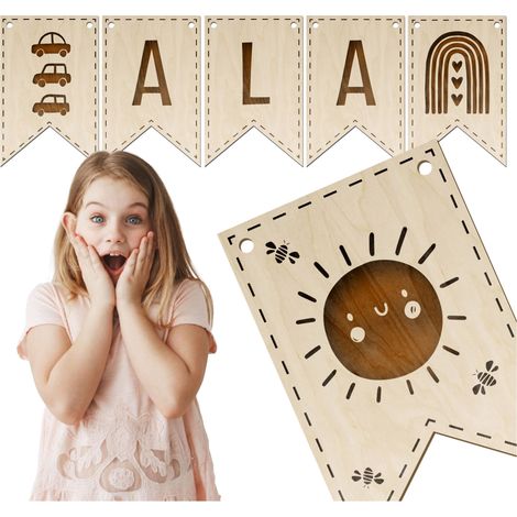 Guirlande en bois avec le prénom de l'enfant pour la chambre du premier anniversaire, 1 pièce (1/5)