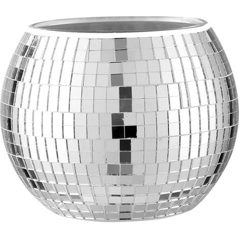 Blumentopf in Form einer Discokugel, kugelförmige Vase aus silberfarbenem Spiegelglas, Behälter für Pflanzen und Blumen, im Stil eines Disco-Kronleuchters, geeignet für Partys, Büros, Küchen, 8x10 cm. (1/5)