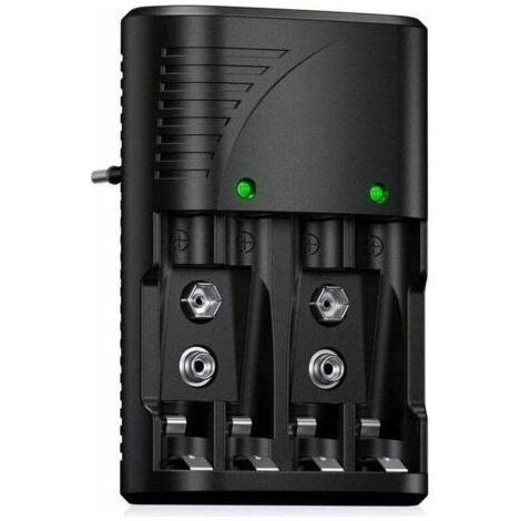 Chargeur de piles universel rapide pour AA/AAA/9V – Indicateur LED – Protection surchauffe – Tension d'entrée AC 100-240V (1/5)
