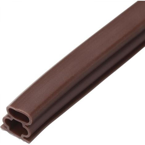 Rubber weatherstripping for doors and windows, 6 m (20 ft), D-shaped, for gaps of 0.9 to 1.1 cm (0.35 to 0.45 in), brown. (1/5)