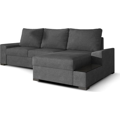 Canapé angle droit convertible tissu doux gris James 245cm (1/5)