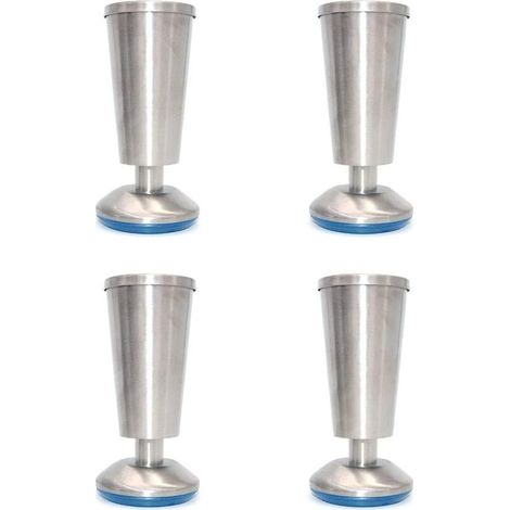 Set of 4 Stainless Steel Kitchen Cabinet Feet for Worktop Height 120mm Adjustable Height 0-5mm