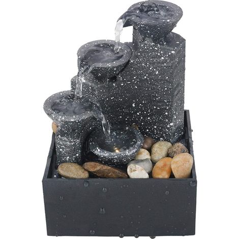 Fontaine décorative de table, petite fontaine de méditation lumineuse LED avec cascade intégrée (1/5)