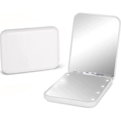 Miroir pliable en paille, grossissement 1x/2x, avec lumière, pliable, portable, écologique, cadeau exquis. (1/5)