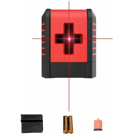 Livella laser portatile a due linee, con livellamento automatico anche in diagonale, alimentata da 2 batterie da 5 anni. Nuova versione migliorata con luce rossa. (1/5)