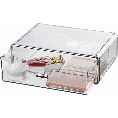 Tiroir de rangement en plastique transparent pour commode, salle de bain, table de rangement --- (1/5)