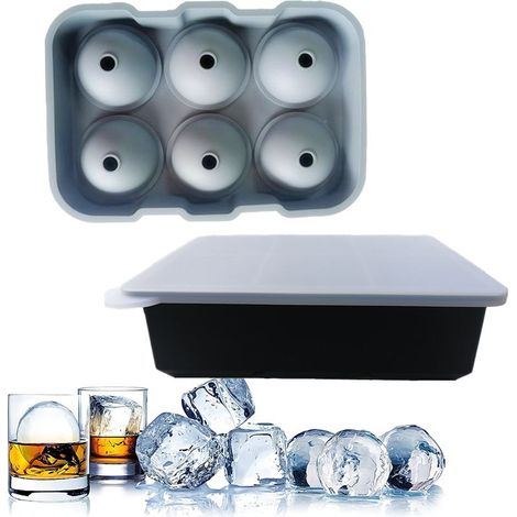 Silikon-Eiswürfelform – Große runde und quadratische Eiswürfel – Für Cocktails und Kaltgetränke – 2er-Set (1/5)