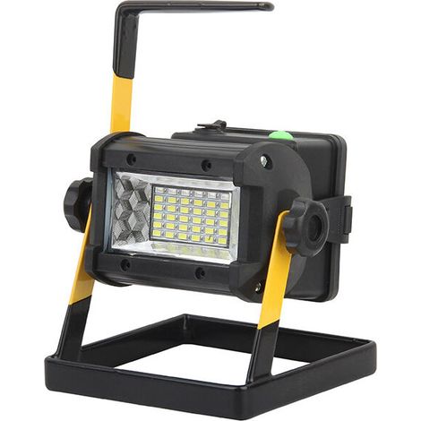 Projecteur LED Rechargeable, Projecteur Chantier 50W Lampe Rechargeable LED avec USB Lampe de Travail Lumières de Sécurité d'urgence étanche pour Atelier, Garage, Terrasse, Jardin (Noir) (1/5)