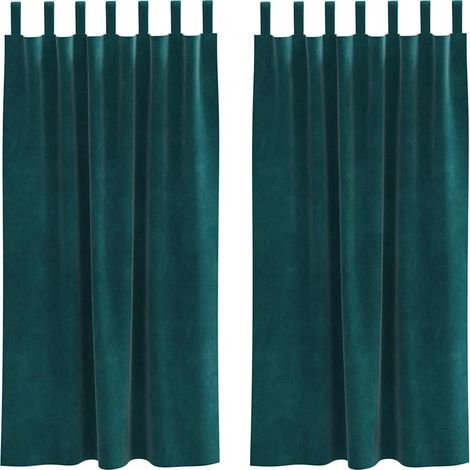 Rideaux occultants 2 pcs Vert foncé 140 x 175 cm Velours