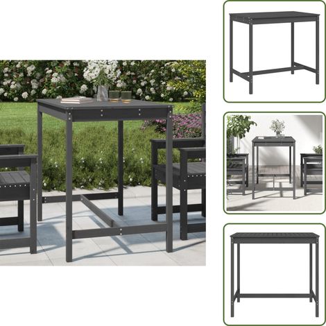 Mesa de madera - vidaXL Mesa de jardín madera maciza pino gris 121x82,5x110 cm - Mesa de jardín de pino
