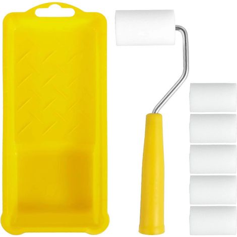 Ensemble de 8 rouleaux à peinture, mini rouleaux en mousse de 5 cm avec manche et bacs à peinture, kit de peinture et de décoration haute densité pour la réparation (1/5)