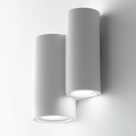 Applique BANJIE in gesso bianco verniciabile con luce biemissione 21x9x16 cm. (1/2)