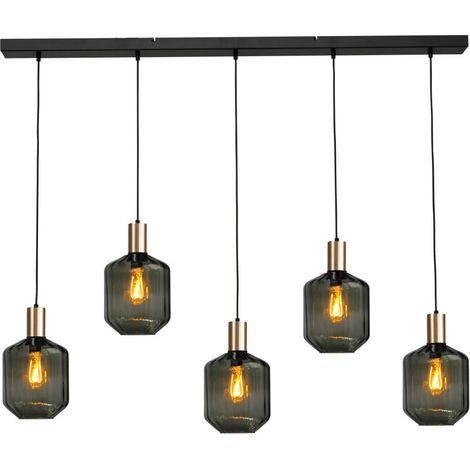 Lampe suspendue 5 lumières - dorée - Porto avec verres verts Jagger - 2711-05-02-130-5-10 (1/3)