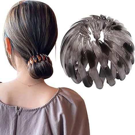 Épingles à cheveux nid d'oiseau, boucles rétro géométriques, élastique à queue de cheval pour femmes et filles, 1 pièce, brun foncé (1/5)