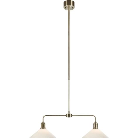 Plafonnier laiton antique et verre blanc 2 lumieres culot e27 - markslojd - vela 224314272 224314272 (1/3)
