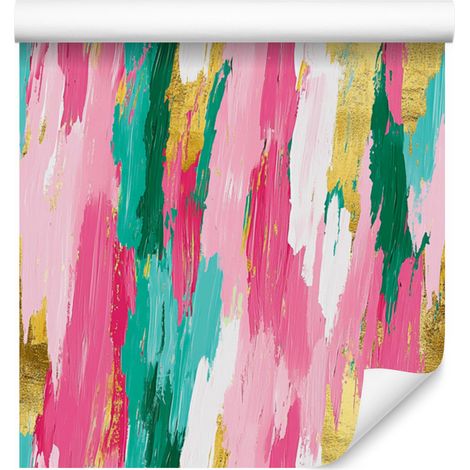 Papier peint à motifs de coups de pinceau, rose poudré et bleu marine, 50 x 1000 cm (1/5)