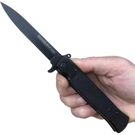 Couteau Pliant - Lame Acier D2 9,8 cm - Poignée G10 Antidérapante - Ouverture Rapide Monomains - Étui Zippé Inclus - 1 Pièce