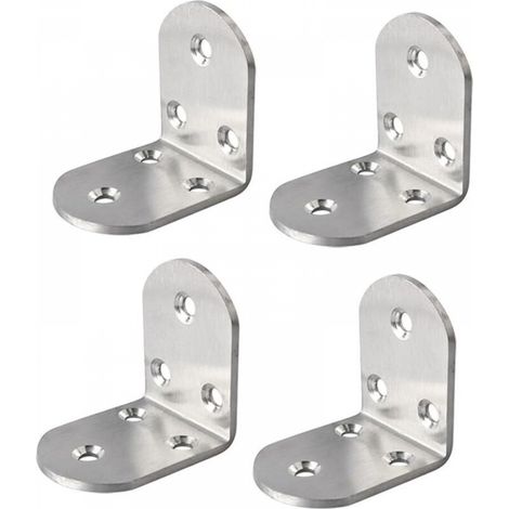 Support d’Angle Lot de Support de Fixation Équerre de 90 Degré Réparation Connecteur pour Bois avec Vis, Finition Blanche Brillante en Acier Inoxydable, 65 x 65 x 38 mm, 4 Pcs, (1/5)