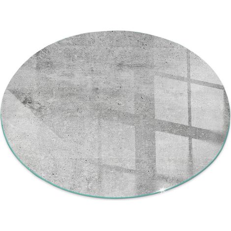 Plaque ronde en verre trempé sous cheminée et poêle protection sol parquet Texture de béton brut Ronde fi 80 (1/5)