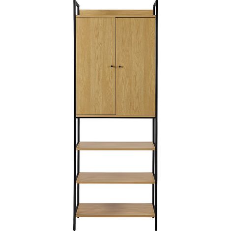 Vestiaire TAPORA - 2 portes, 3 étagères et 1 penderie - Coloris : Chêne et noir (1/4)