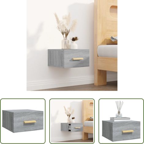 Wandmontage - Wand-Nachttisch Grau Sonoma 35x35x20 cm (1/5)