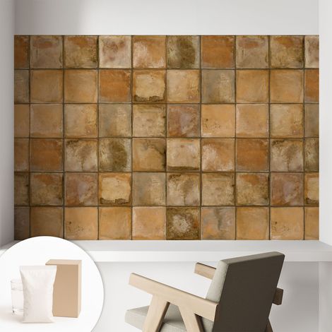 Papier peint intissé mural avec imprimé motifs uniques apparence moderne - Colle incluse gratuite Mosaïque rustique 104x70 cm (1/5)